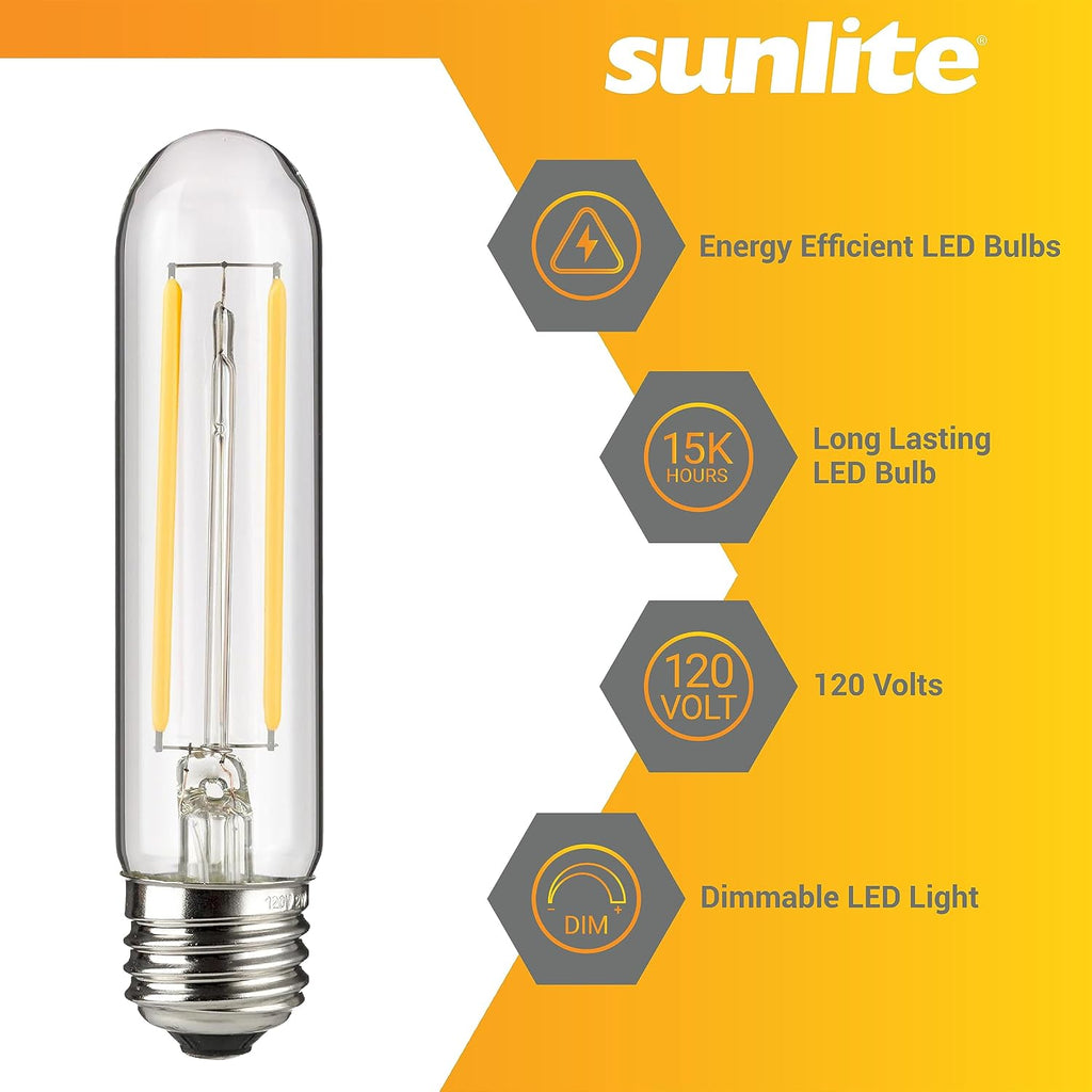 LED Edison T10/T30 Tubular Light Bulb, 2 Watts (25W Equivalent), 160 Lumens, Medium E26 Base, 120 Volts, Dimmable, 90