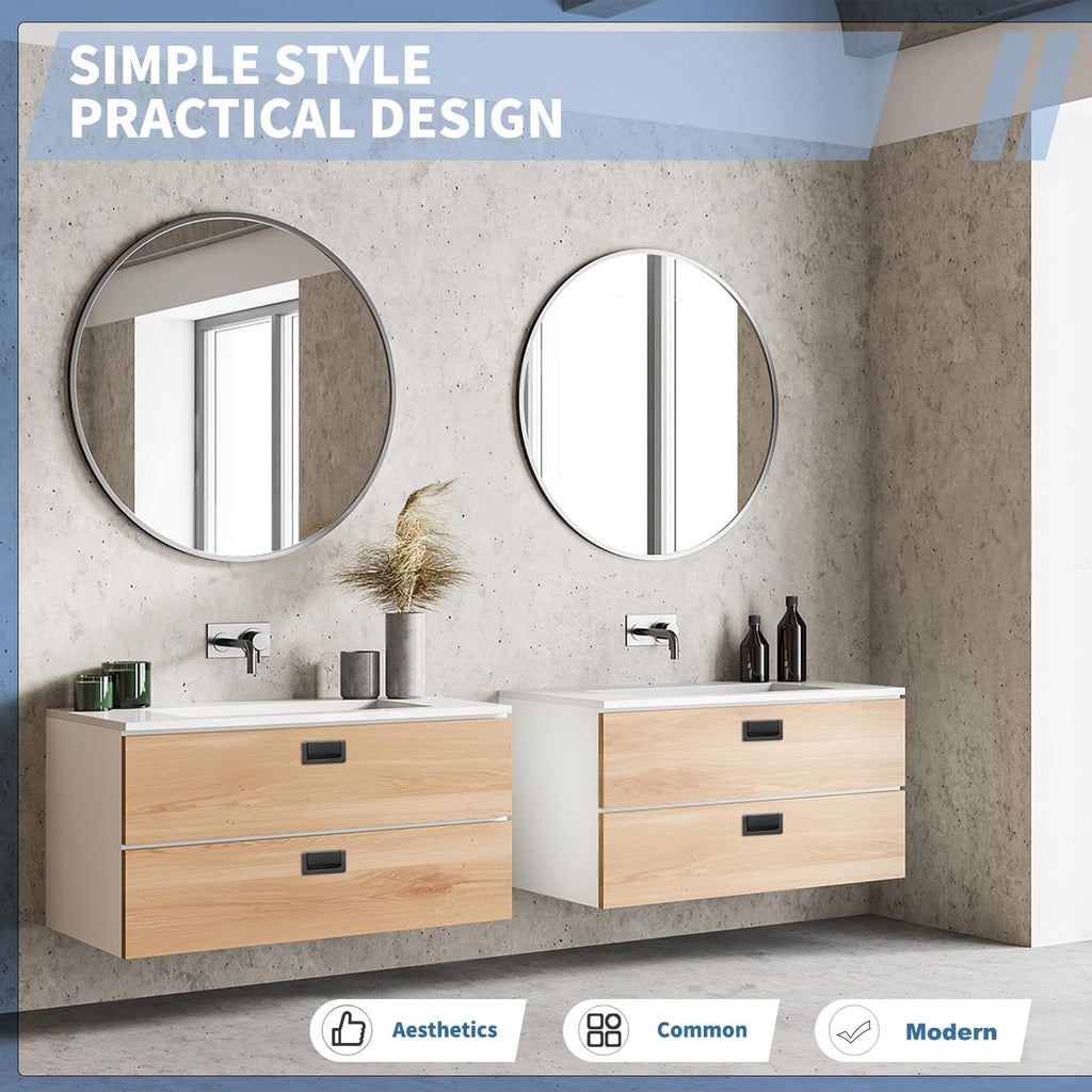 3 Packs 2.9" Invisible Drawer Flush Pull Handle with Screws, Zinc Alloy Concealed Flush Ring Pull, Hidden Recessed