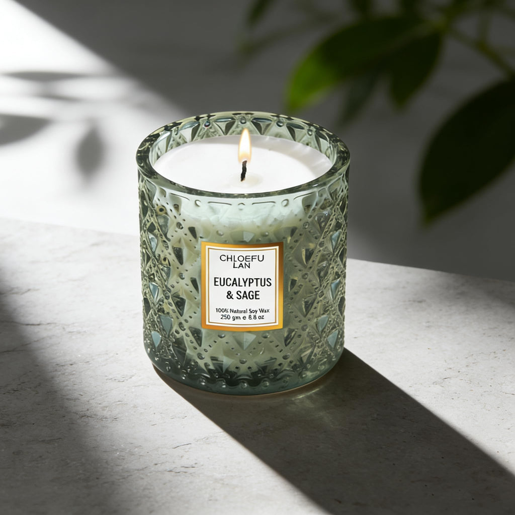 Eucalyptus & Sage Scented Candles Luxury Candle with up to 55 Hour Long Lasting, Highly Scented, 100% Soy Wax, 8.1oz