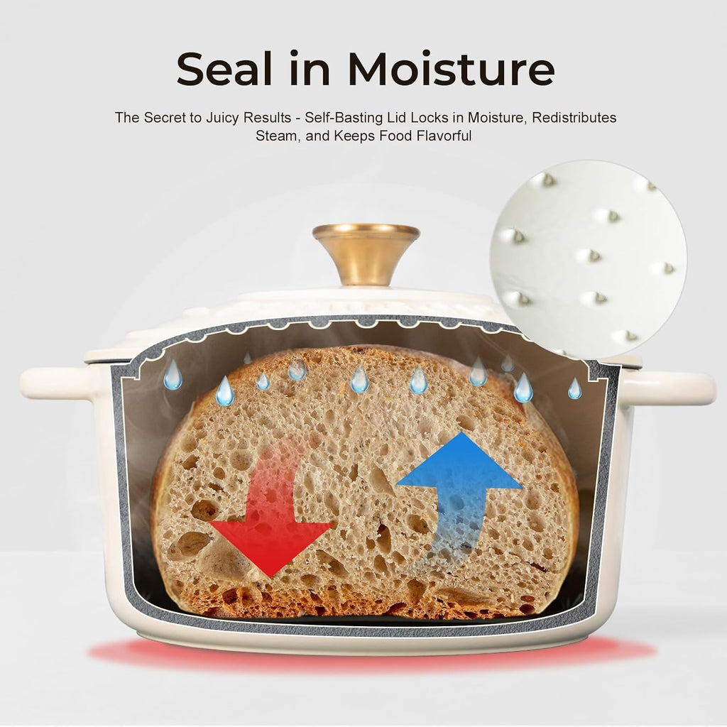 5.5QT Enameled Cast Iron Dutch Oven for Sourdough Bread, Slow Cooking & Home Meals, Beginner-Friendly Pot for Artisan