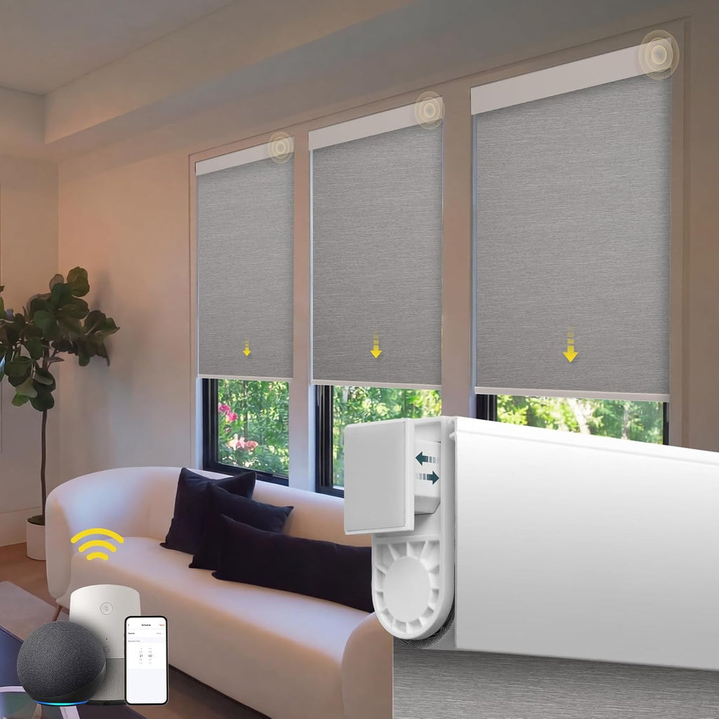Motorized Blinds No Drill Automatic Blinds for Windows Cordless Roller Shades Electric Blinds with Remote Control
