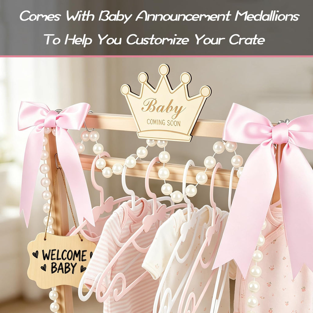 Wooden Baby Shower Crate Closet, Baby Shower Gift Basket for Newborn Gifts