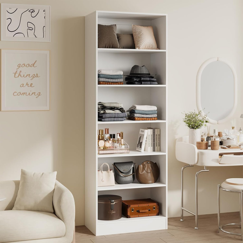 50'' Closet Organizer System with 10 Adjustable Shelves | Modular Closet Open Shelving 15" Deep Wooden Closet Systems