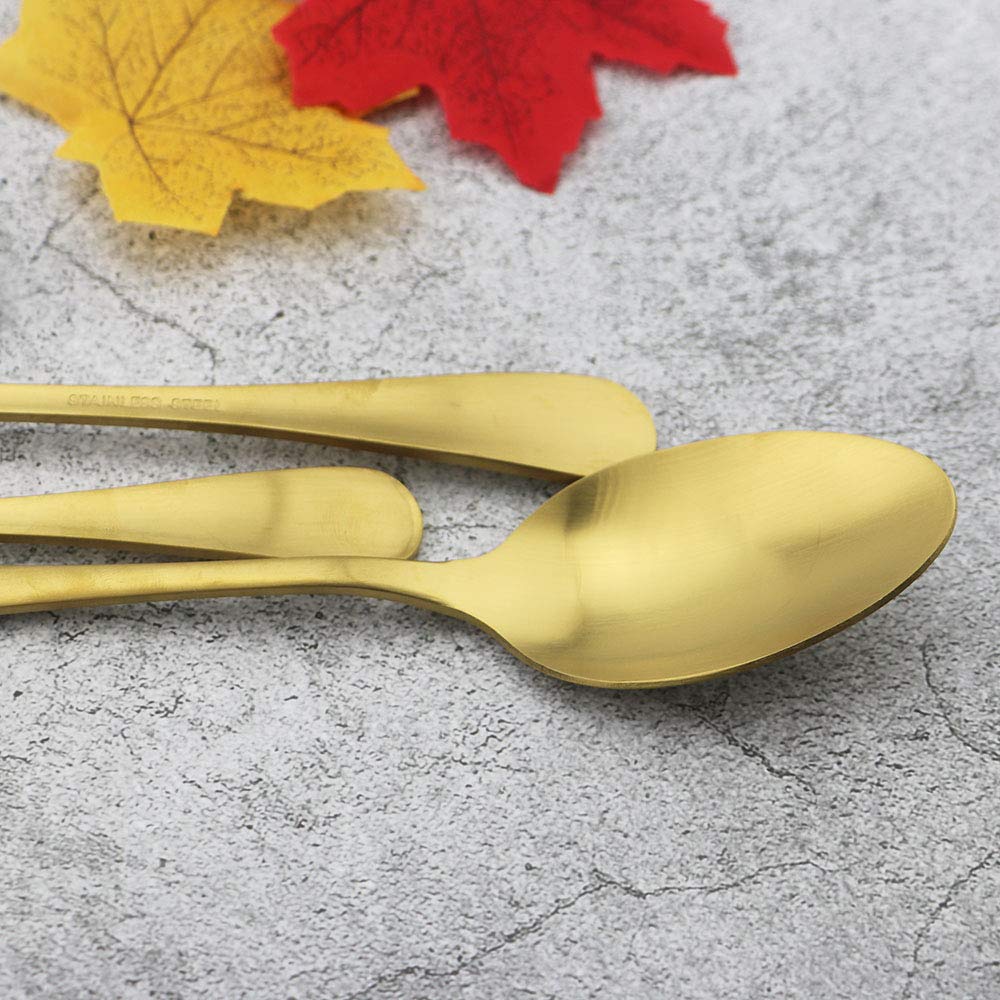 Matte Gold Silverware Set, 24-Piece Stainless Steel Flatware Set, Kitchen Utensil Set Service for 6, Tableware