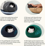 Cat Cave - Premium Felt Cat Bed for Indoor Cats, Handmade Merino Wool (Light Grey, Medium)