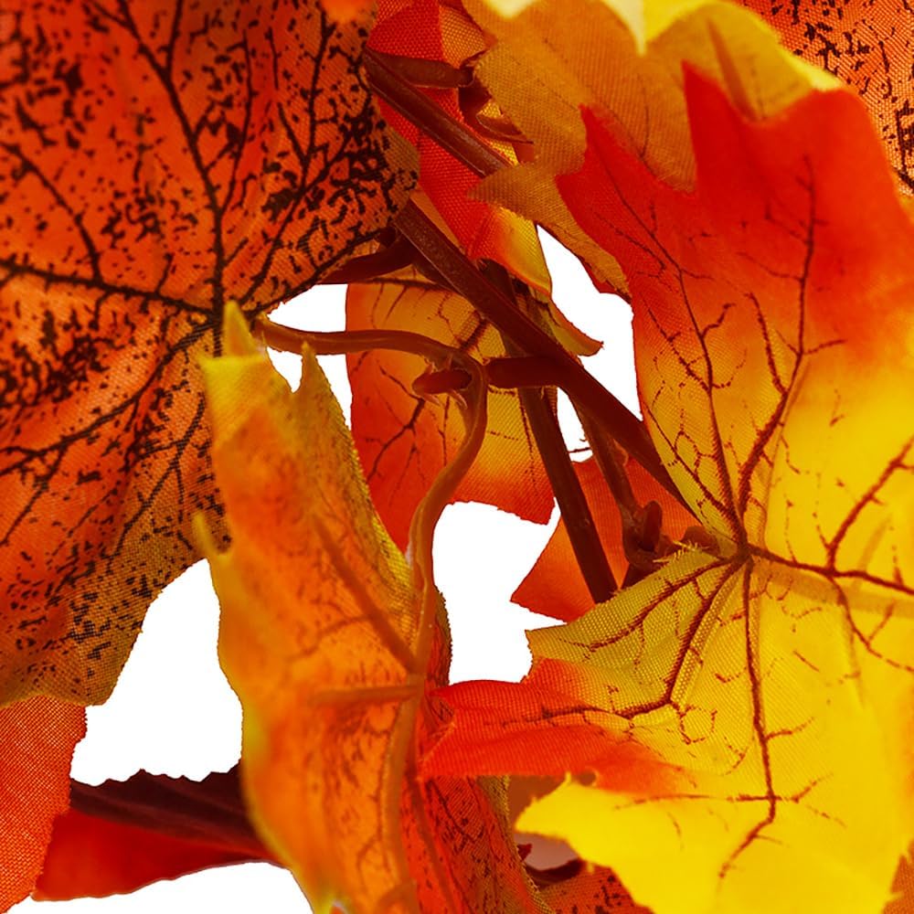 Fall Garland Maple Leaf Garland, 6 Ft/Piece, , Artificial Maple Leaves Hanging Vine, Thanksgiving Decor (3) - Set of 18