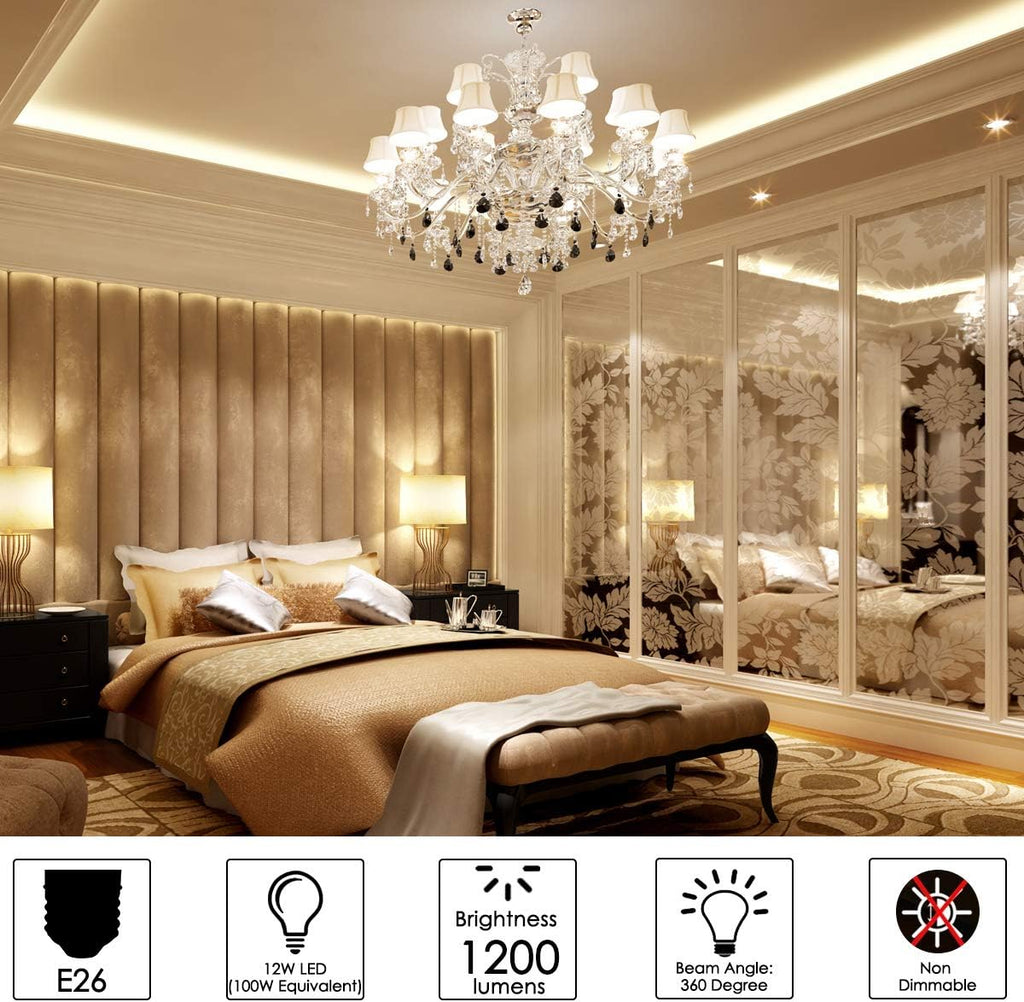 LED Light Bulb 100w Equivalent 1200 Lumen 3000K Warm Daylight White 12W LED Bulb E26 Base Non-Dimmable Ceiling Fan
