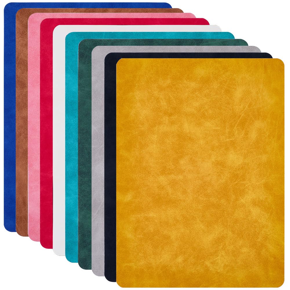 11 x 8 Inch 10 Colors Solid Faux Suede Sheets Waterproof Smooth PU Leather Rolls Soft Velvety Touch Frosted Synthetic