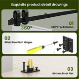 Bifold Barn Door 64'' x 84'',Bi-Fold Sliding Closet Doors with Hardware Kit Included,72'' Track Kit 