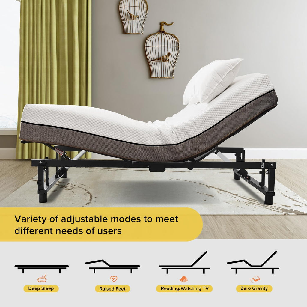 Electric Ergonomic Adjustable Bed Base King Size, Ultimate Adjustable Bed, Customizable Comfort, Independent Head