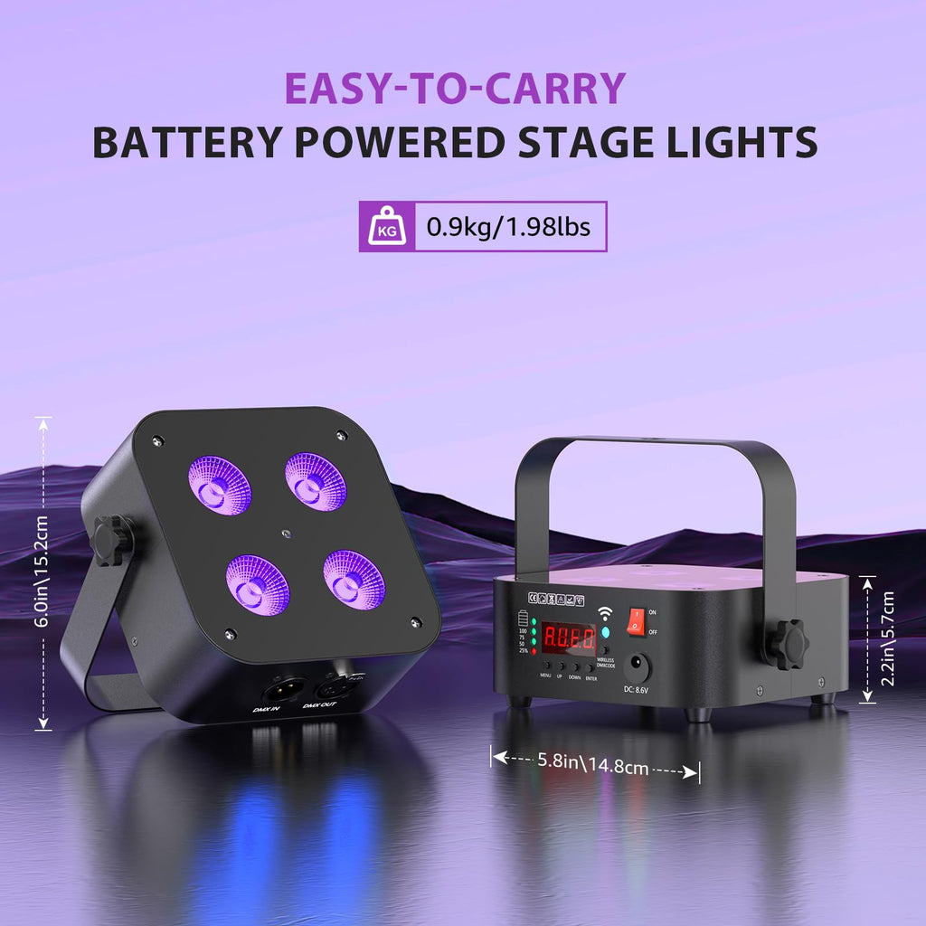 Mini Rechargeable Stage Lights, 6/8/10CH Par Lights