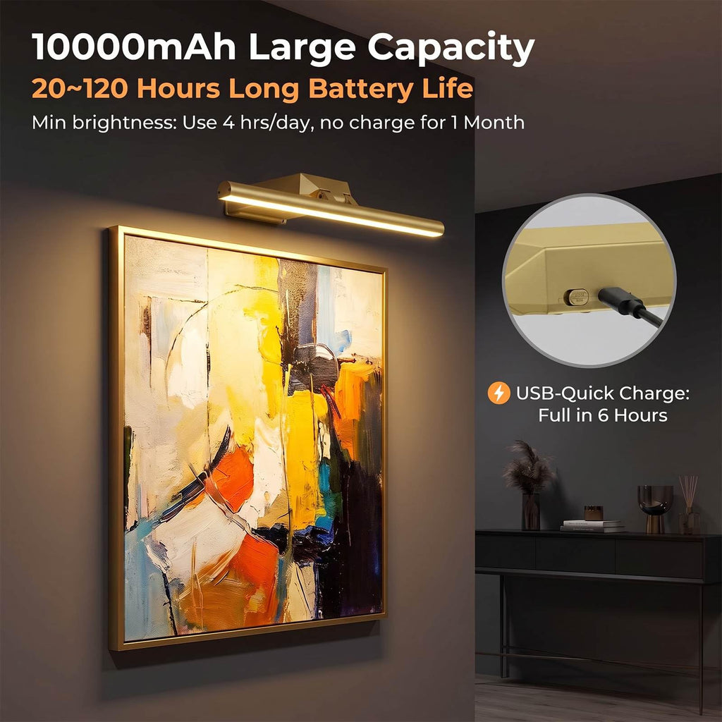 12" Picture Lights for Wall, 10000mAh Rechargeable Wireless Remote