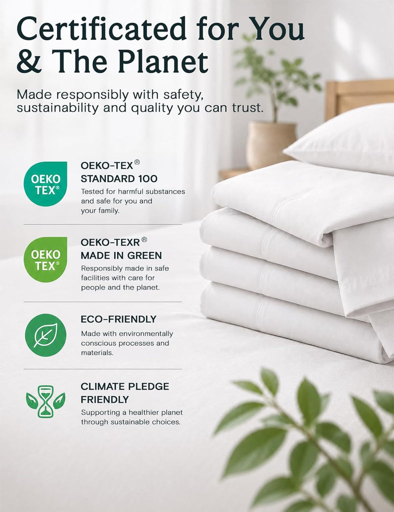 Queen Sheet Set, Bed Sheets Queen 4PC, Deep Pocket Cooling Bed Sheets, Soft Hotel Luxury Bedding for Mattress Wrinkle