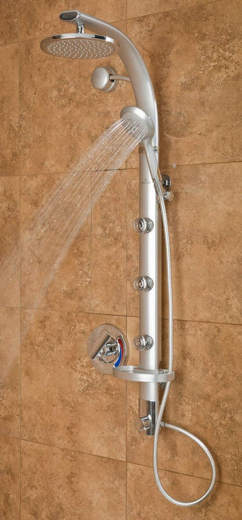 ShowerSpas Bonzai Rain Shower Head with Handheld Spray - 8" Rain Showerhead, Silver Shower Head with Hose, 3