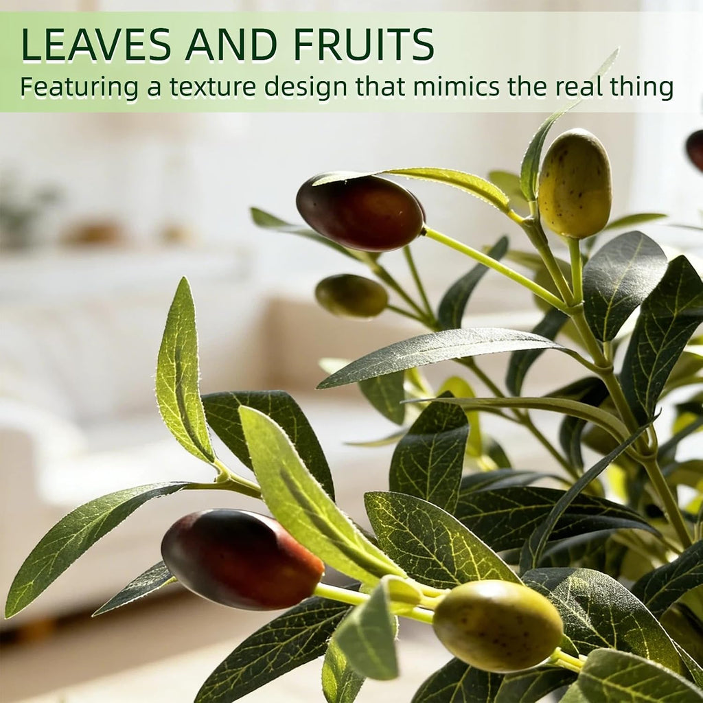6FT Artificial Olive Tree, Faux Olive Tree for Modern Boho Home Decor, Fake Olive Tree with Realistic Leaves &