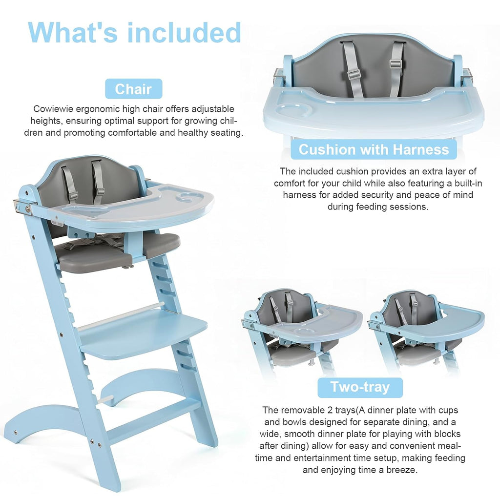 New Upgrade 3-in-1 Convertible Wooden High Chair for Babies & Toddlers 10 Levels Adjustable 3-Tier Remove 2