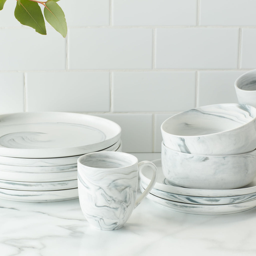 Lain Brighton 16-Piece Dinnerware Set Porcelain, Gray
