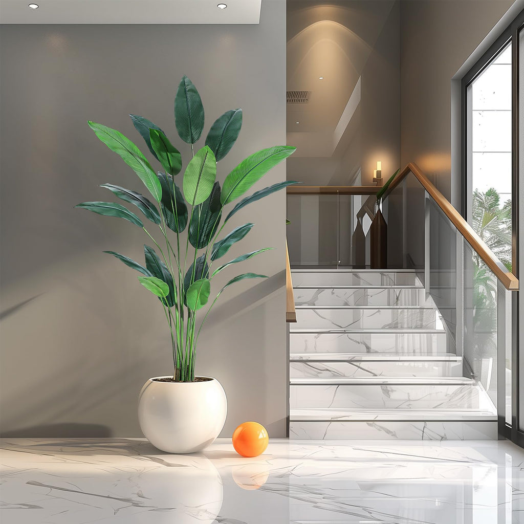 Artificial Bird of Paradise Tree 7 ft(84 in) Fake Palm Tree for Indoor Outdoor Modern Decor Faux Plants Perfect