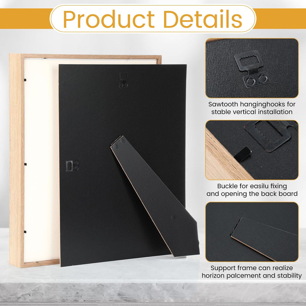 16 Pack 11 x 14 Inch Shadow Box Frame Display Cases, Light Wood