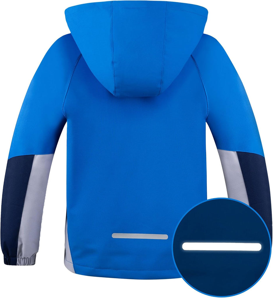 Boys Rain Jacket Waterproof Windbreaker with Hood Mesh Lined