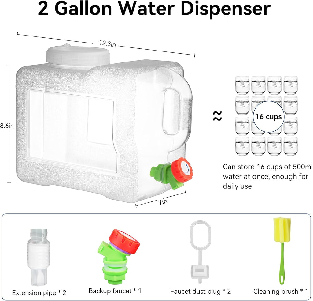 Drink Water Dispenser for Fridge - 2 Gallon Beverage Dispenser with Leak-Proof Spigot, Portable Food-grade Water Jug