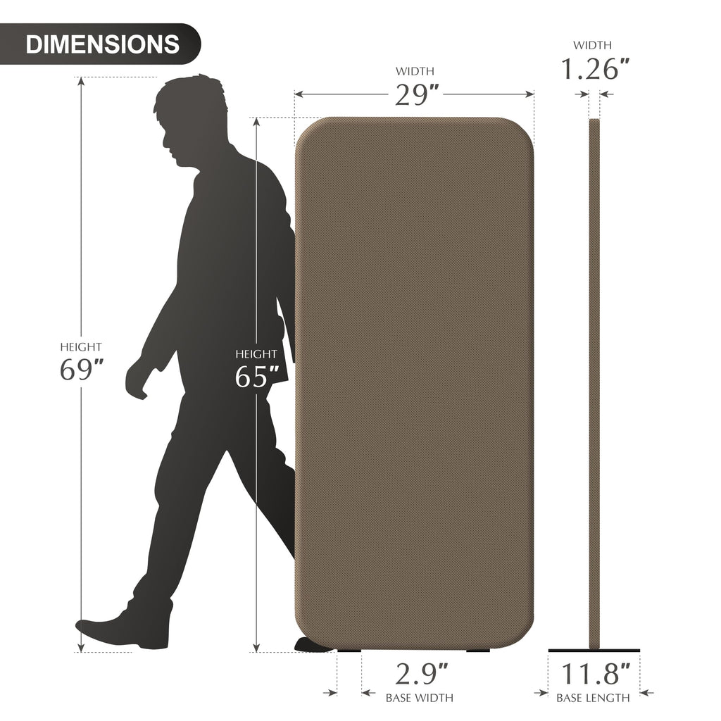 Standing Room Partition, Portable Wall Panel, 29"x65", Taupe