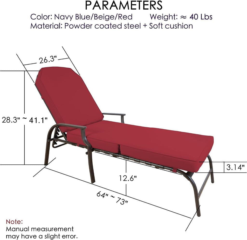 Maya Chaise Lounge - Outdoor Patio Recliner Chair | Comfortable Patio Lounge Chair, Elegant Chaise Lounge Chair for