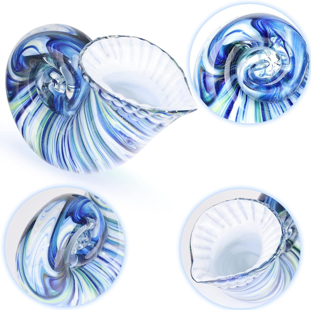Hand Blown Glass Shell Decoration, Art Glass Conch Sculpture, Colorful Shell Statue for Room Office Coffee Table - Set of 20