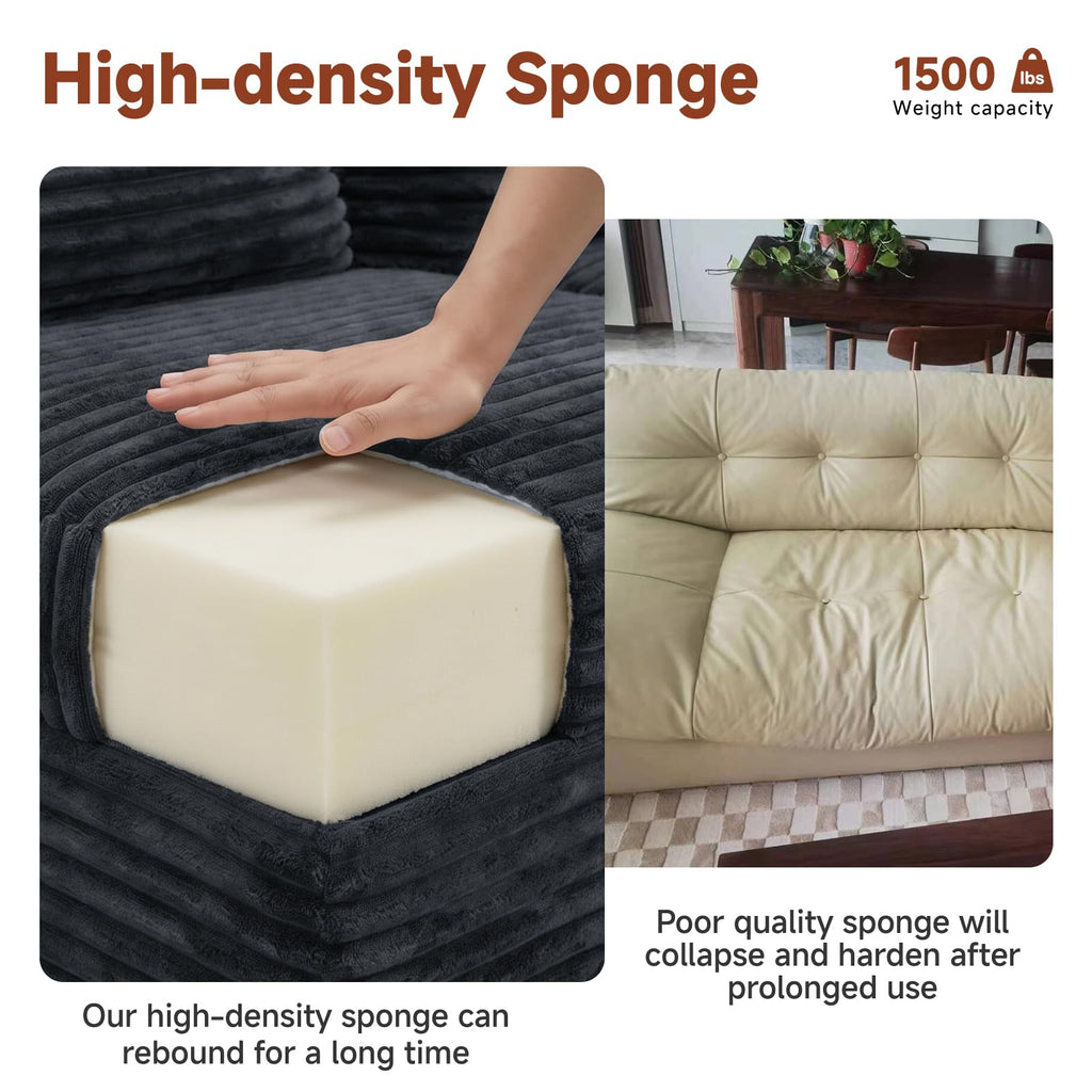 Couch ≈105inch, L-Shaped Sofa, Boneless Couch, with Chaise(Grey)