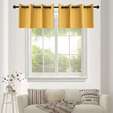 Thermal Insulated Blackout Kitchen Valances Energy Efficient Grommet Top Valance Drapes for Small Window Yellow