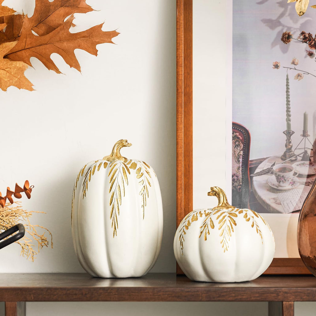 Fall Pumpkin Decor, 2 PCS Thanksgiving Fake Pumpkin