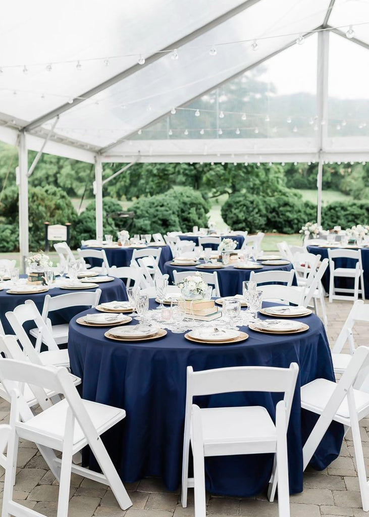 10 Packs Navy Blue Round Tablecloth - 90 Inch, Polyester