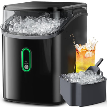 Nugget Ice Maker Countertop, Pebble Ice Makers with Crushed Soft Chewable Ice, 33lbs Per Day with Scoop, Pellet