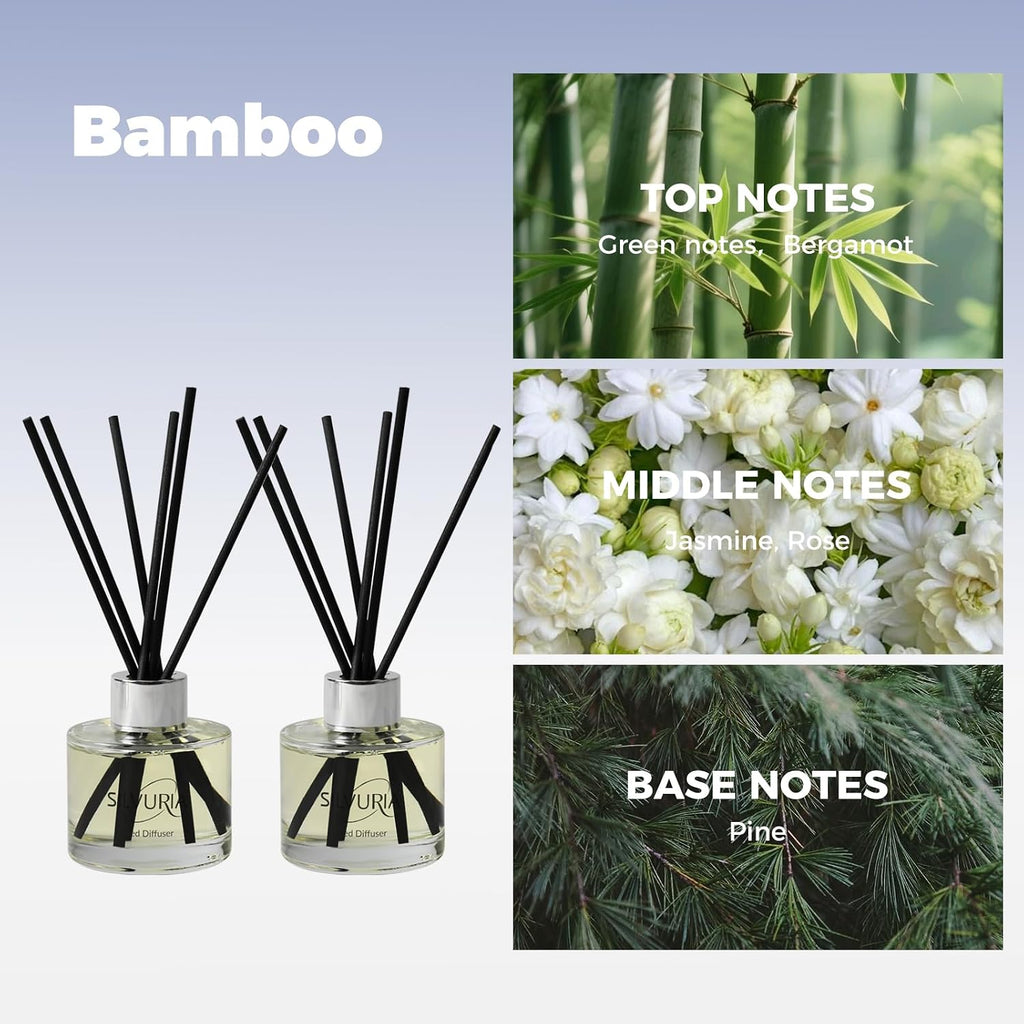 Reed Diffuser Set,2x100ml Bamboo Scented Oil Diffuser - Set of 2
