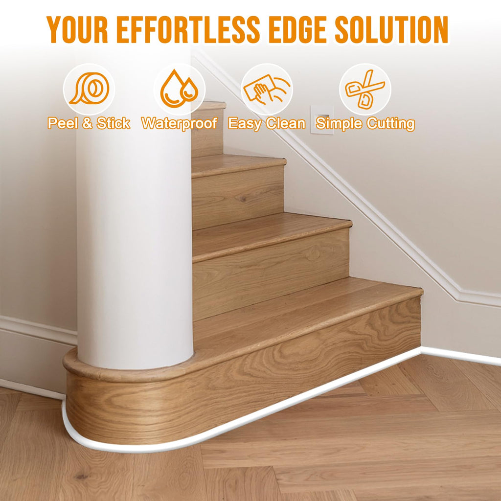Flexible Quarter Round Molding Trim - 157in Waterproof Bendable Silicone Peel and Stick Molding Trim for Walls