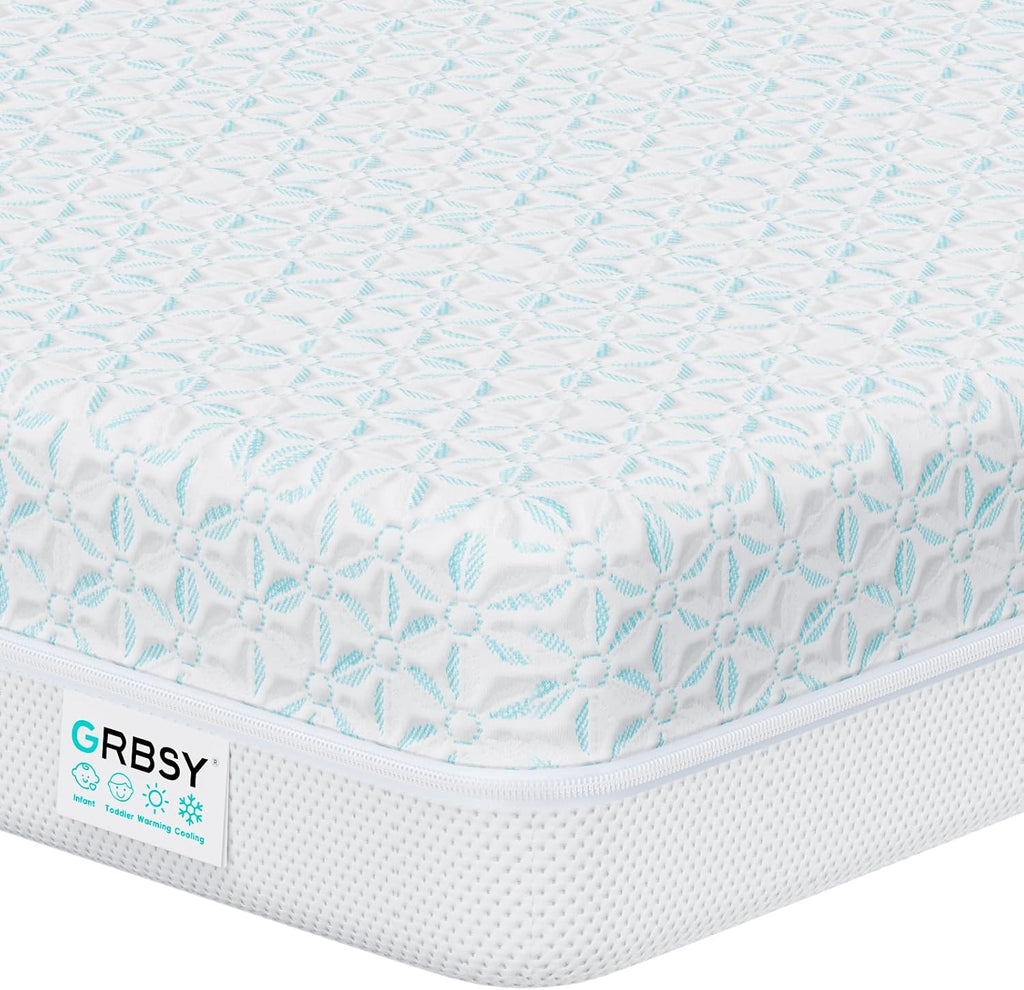 4 in 1 Crib Mattress, 6" Dual Sided Memory Foam Toddler Bed Mattress, Cotton Heat & Tencel Cooling Cover, Firm