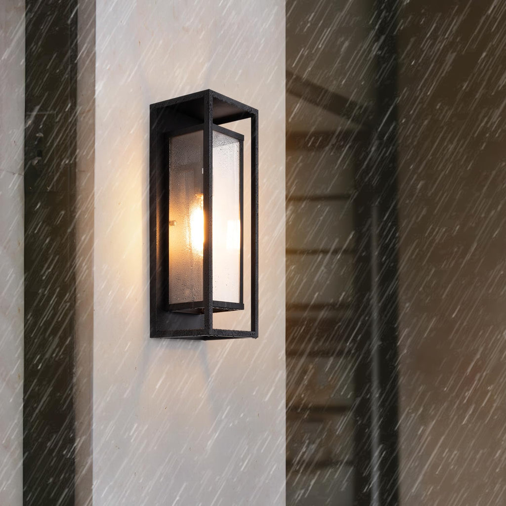 18" Modern Outdoor Porch Wall Light, Matte Black, Pack of 4