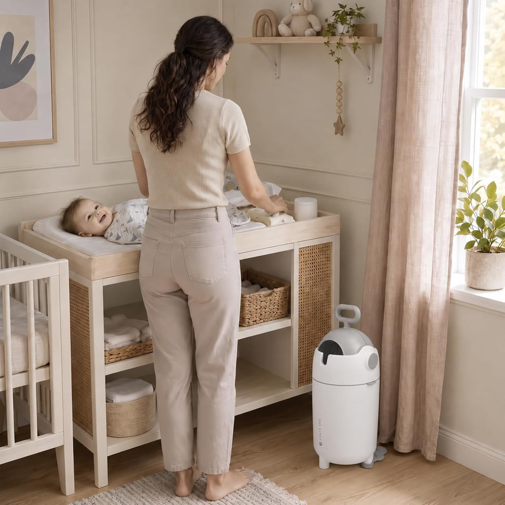 Odor‐Locking Diaper Pail, Baby Durable Diaper Trash Can