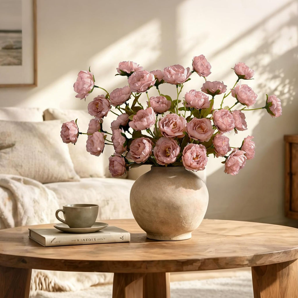 31" Peonies Artificial Flowers, Real Look Large Faux Silk Flowers with 36 Blooms for DIY Wedding Centerpieces - Set of 6