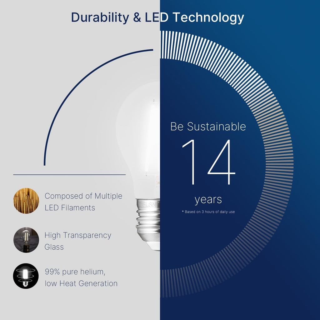 A15 Dimmable Edison Bulbs, 60W, 5000K Daylight, 6 Pack