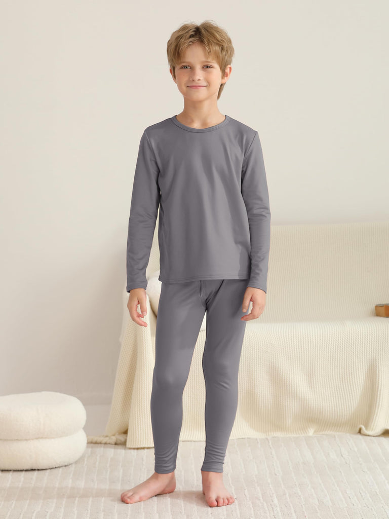3 Set Boys Thermal Underwear Set, Kids Thermal Long Johns Boy Fleece Lined Base Layer for Skiing, Cold Weather