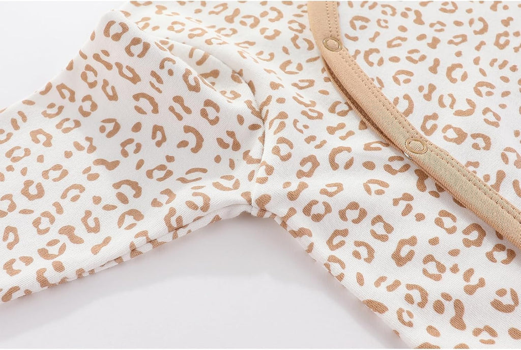 3 Pack Long Sleeve Baby Footed Rompers