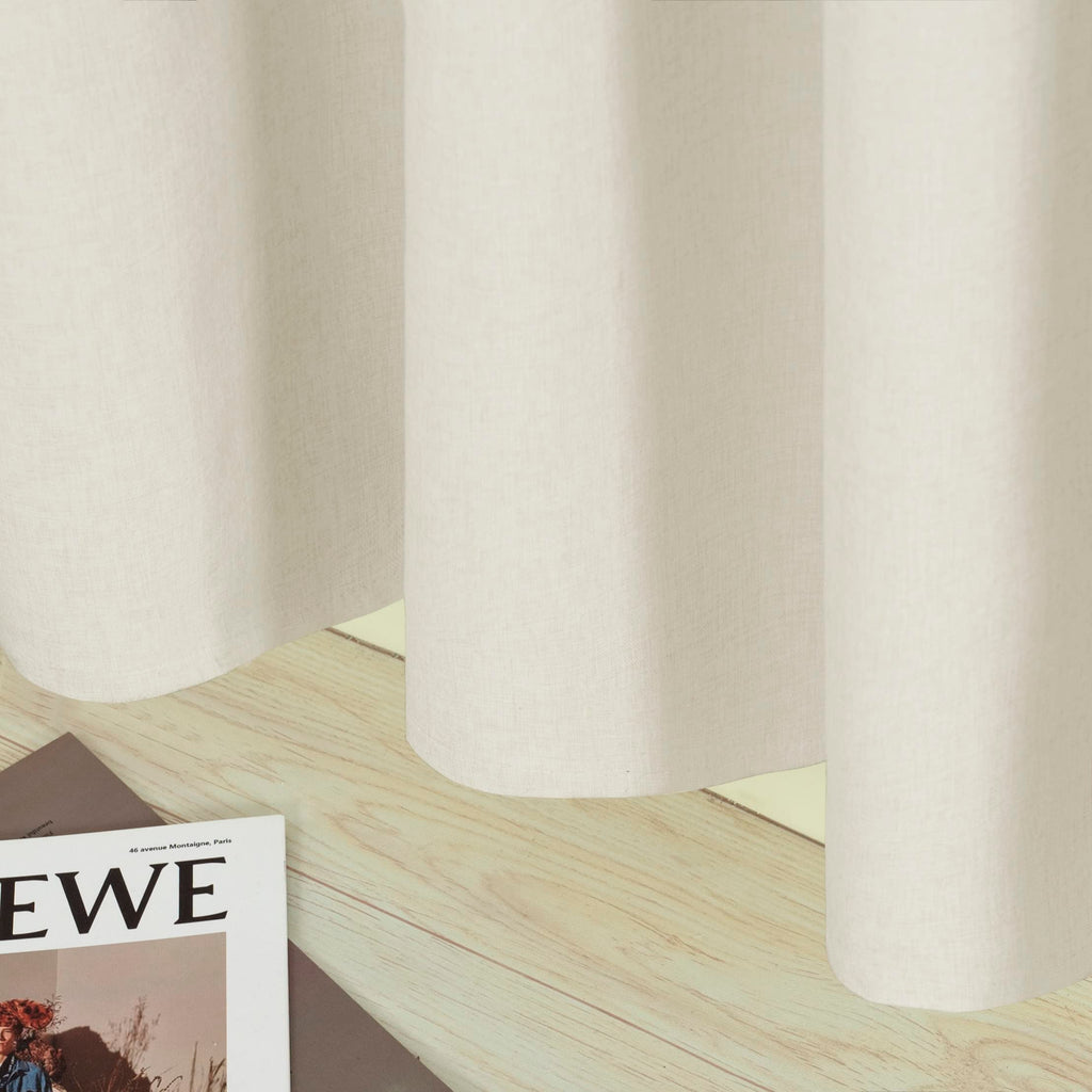 Linen Blackout Curtains 63 Inches Long, Room Darkening Drapes