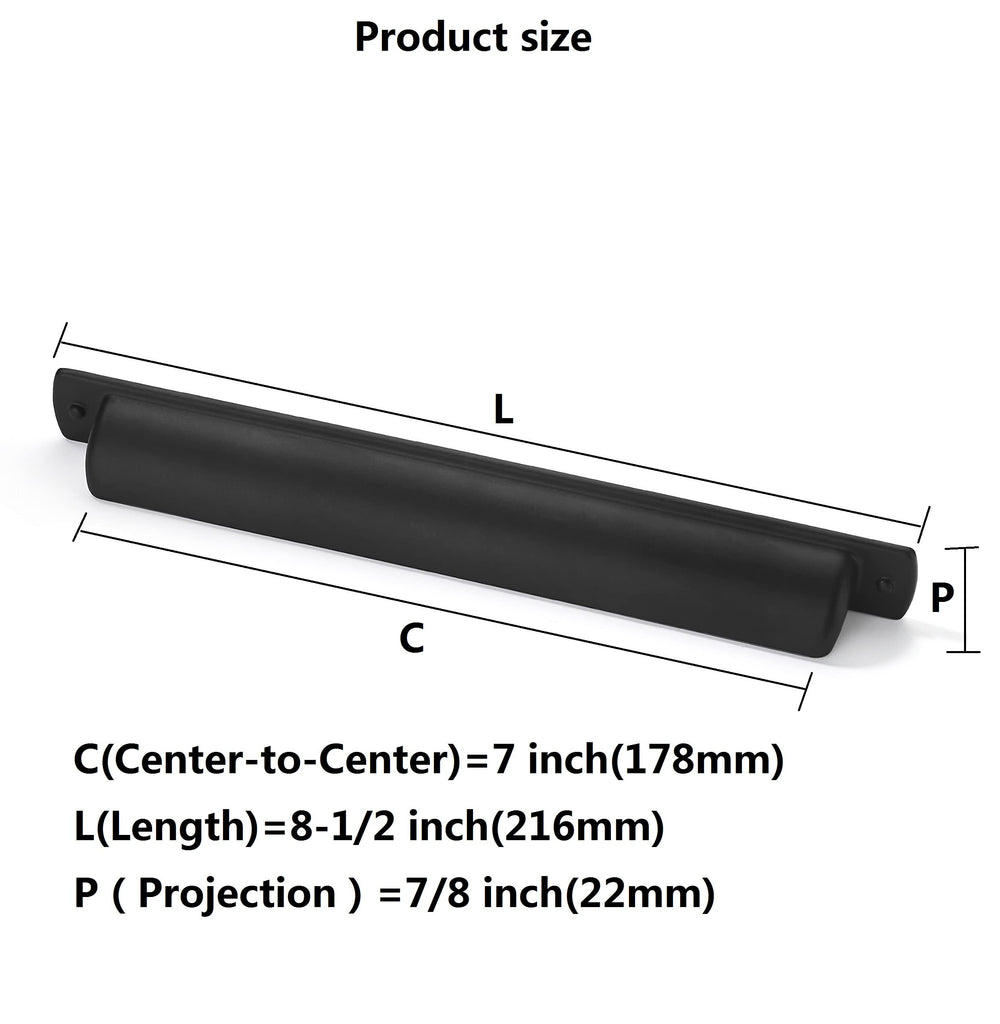 2 Pack 7" Drawer Pulls Matte Black Cabinet Cup Pulls Kitchen Hardware Cabinet Handles Drawer Handles Knobs 7 inch
