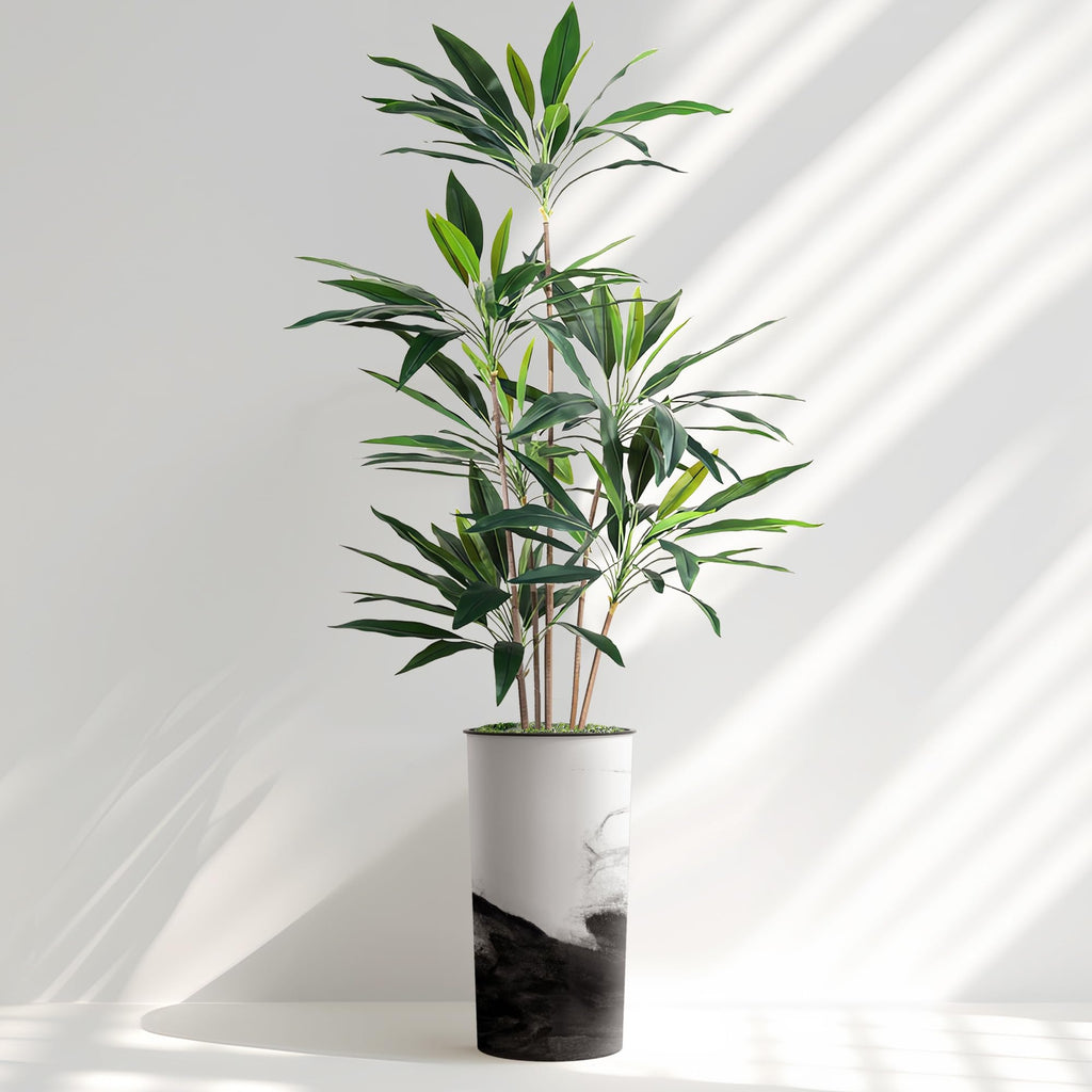 Artificial Tree in Contemporary Planter, Fake Dracaena Tree Silk Tree for Indoor and Outdoor Home Decoration - 66"