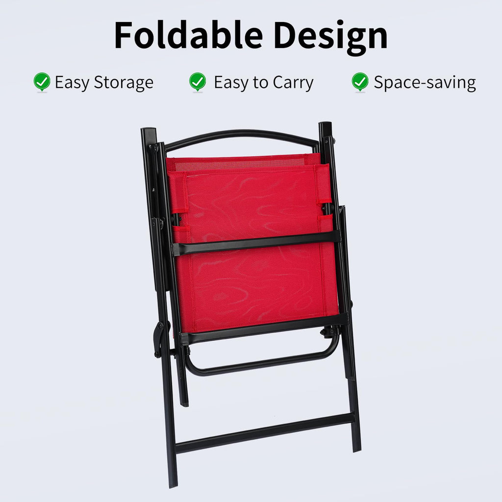 Outdoor Folding Patio Dining Chairs Set of 2 With Armrest Heavy-Duty Lightweight Protable Foldable Patio Sling Chair