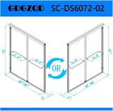 Semi-Frameless Sliding Shower Door W: 60 x H:72 Inches, Bathroom Sliding Door Easy to Install, 1/4 "Clear Glass