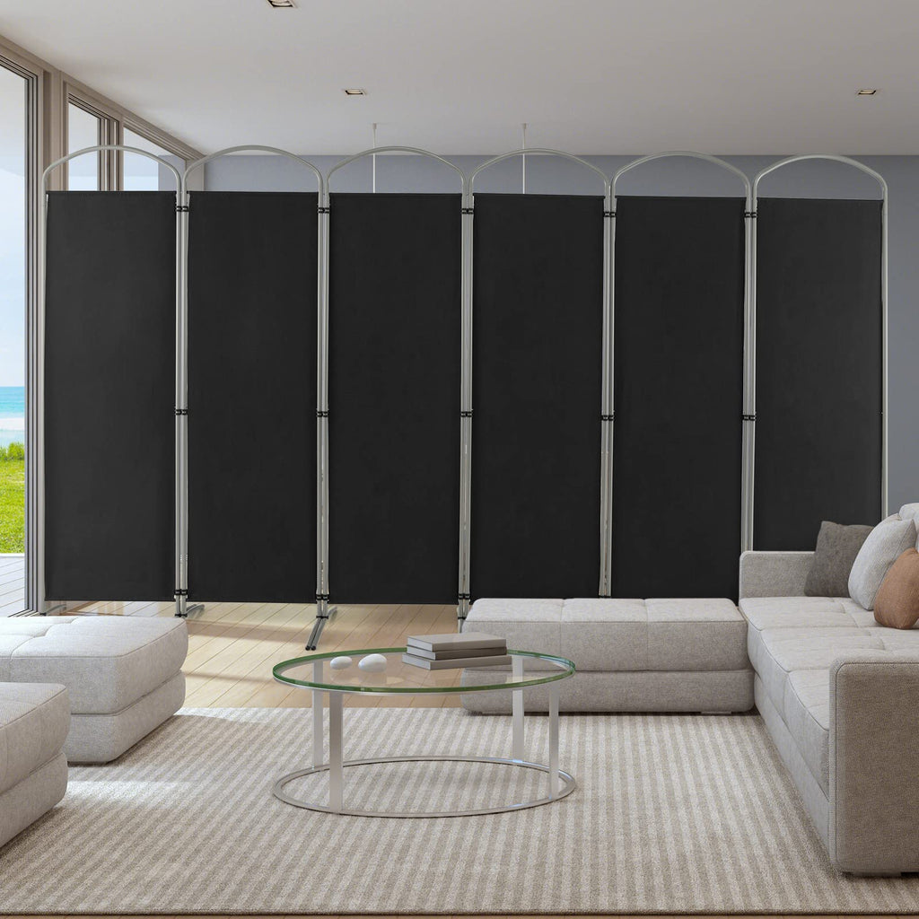 6-Panel Folding Room Divider Privacy Screen, 130" x 74", Black