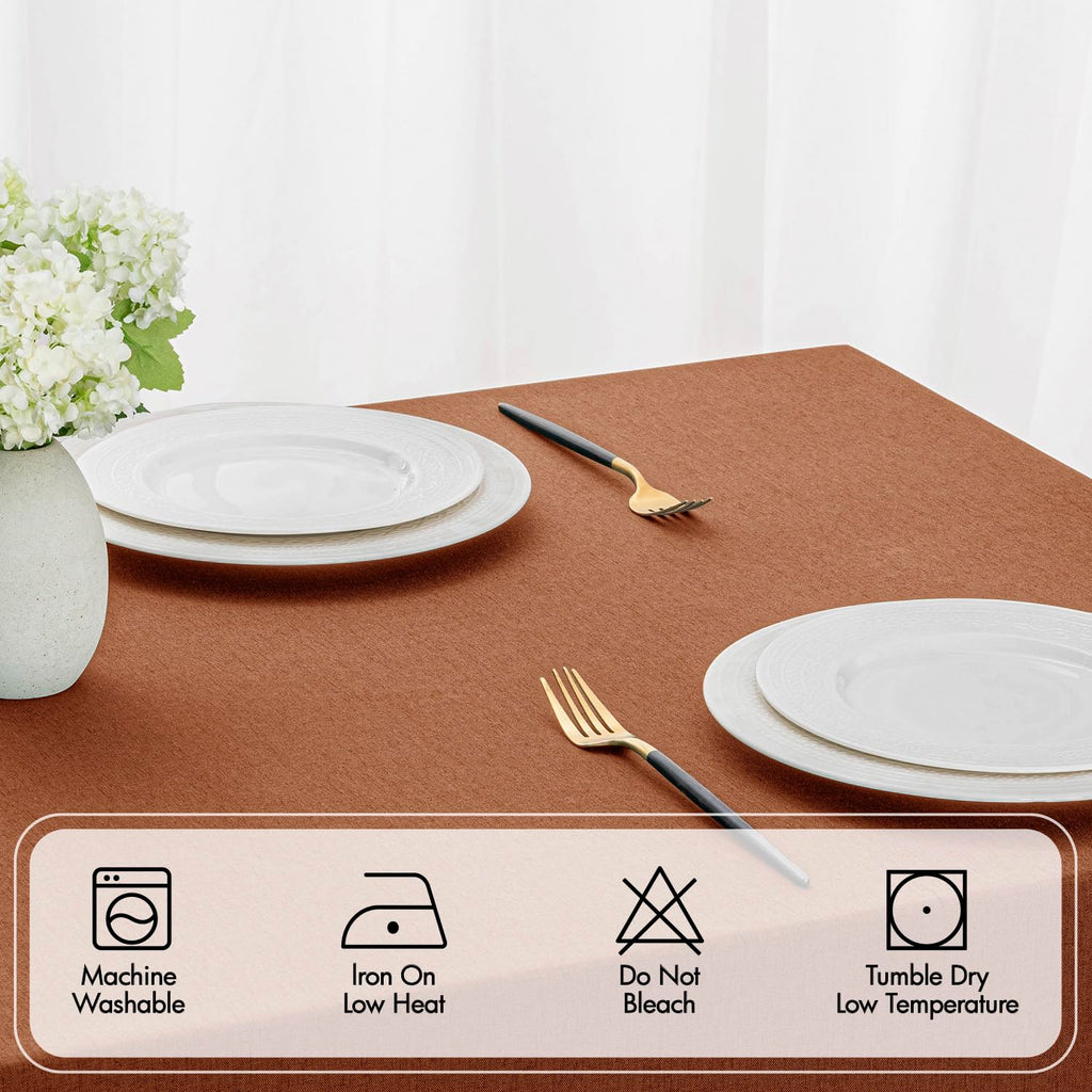 Rust Fall Rectangle Tablecloth with Decorative Cutouts 60x84 Inch