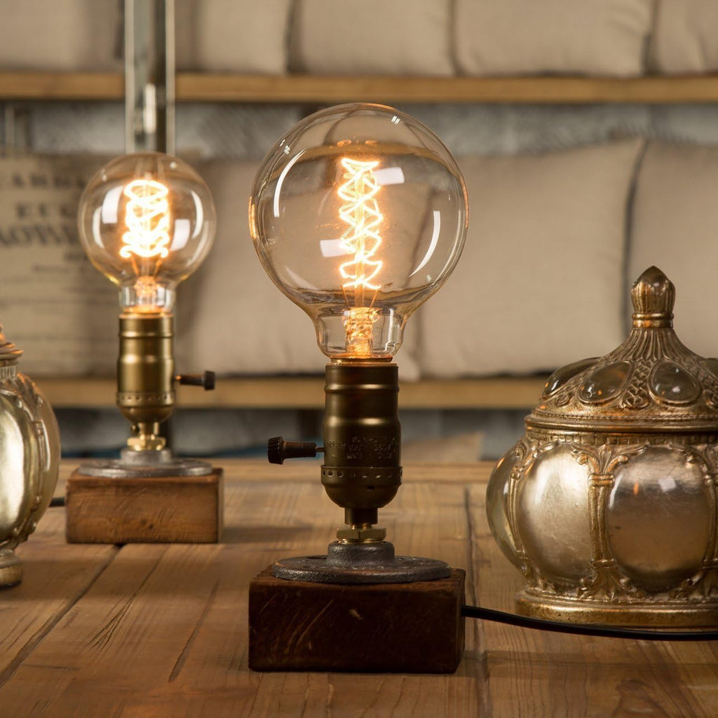 G30 Edison Globe Bulbs (2 Pack)- G95 E27 Antique Incandescent Bulb 40W Equivalent Warm White Lamps,Spiral